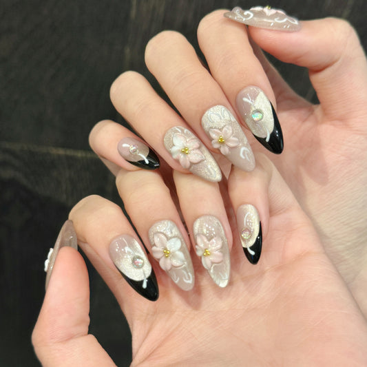 Blush Bloom – 3D Floral Press-On Nail