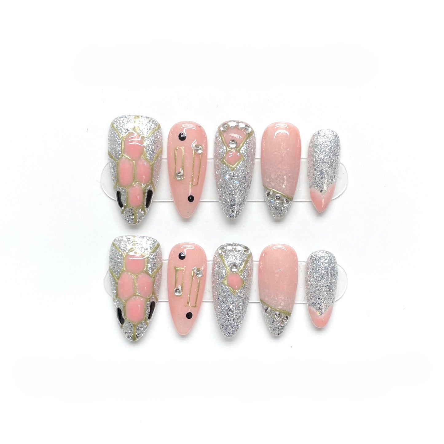 Glam Viper – Glitter & Geometric Press-On Nails