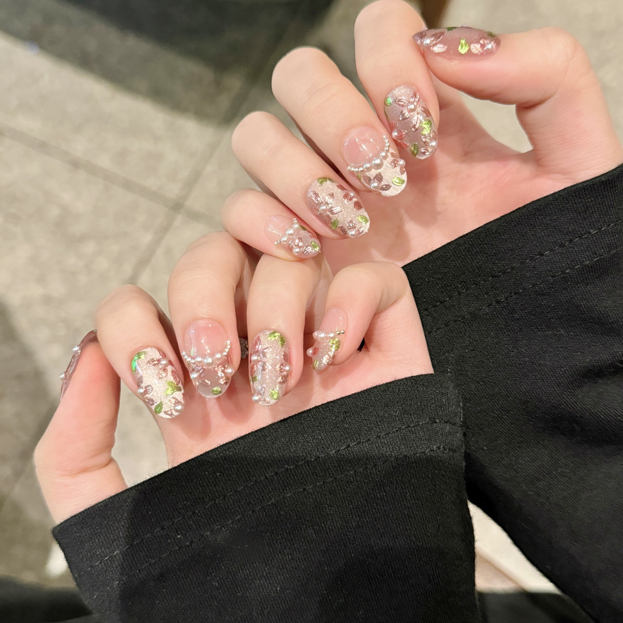 Petal Pearl – Cherry Blossom Press-On Nails