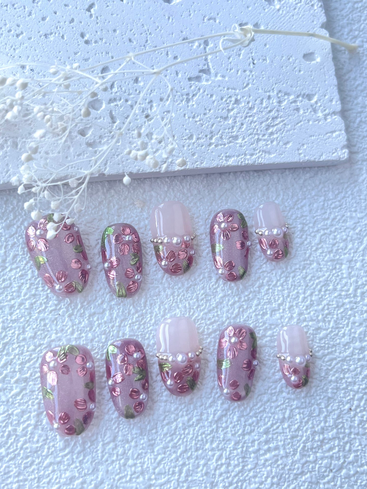 Petal Pearl – Cherry Blossom Press-On Nails
